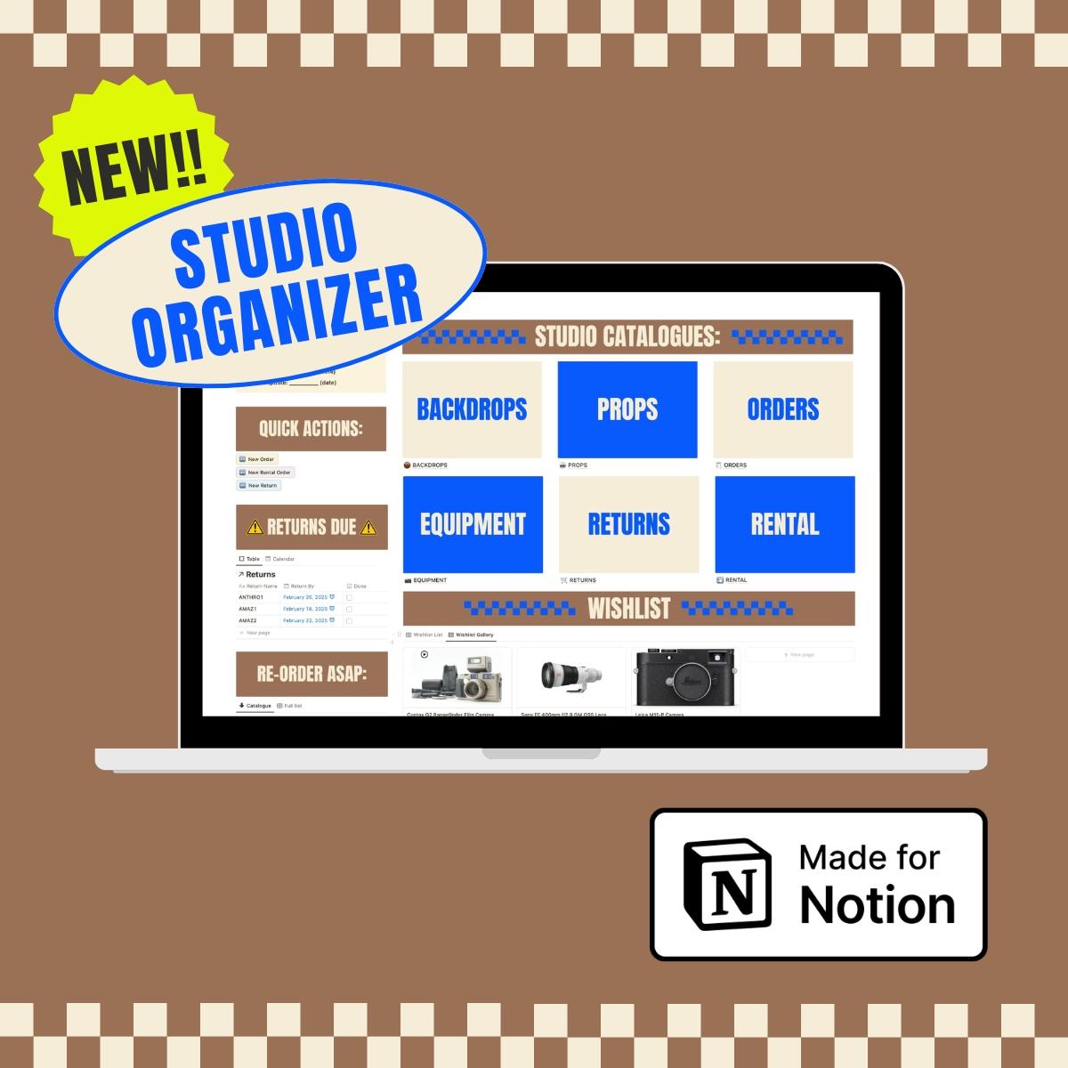 The Studio Organizer - Notion Template - 40% OFF MID YEAR SALE